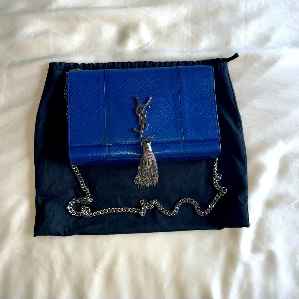 Python Yves Saint Laurent Medium Kate Monogram Tassel bag